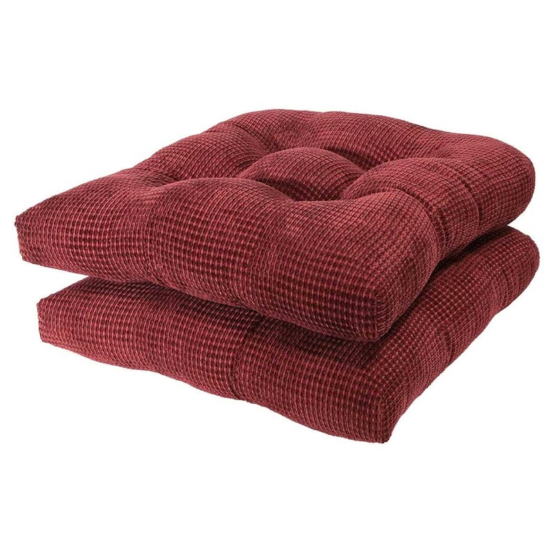 Arlee Chair Cushions for Dining Chairs, Set of 2 - Memory Foam Chair Pads, Non-Skid Backing - Durable Thick Seat Cushions for Kitchen, Office, Patio, 15" L x 14" W - Burgundy Red - Image 1